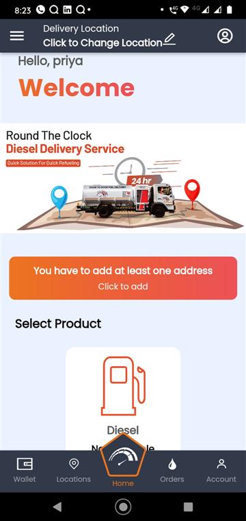 Online Fuel Delivery App